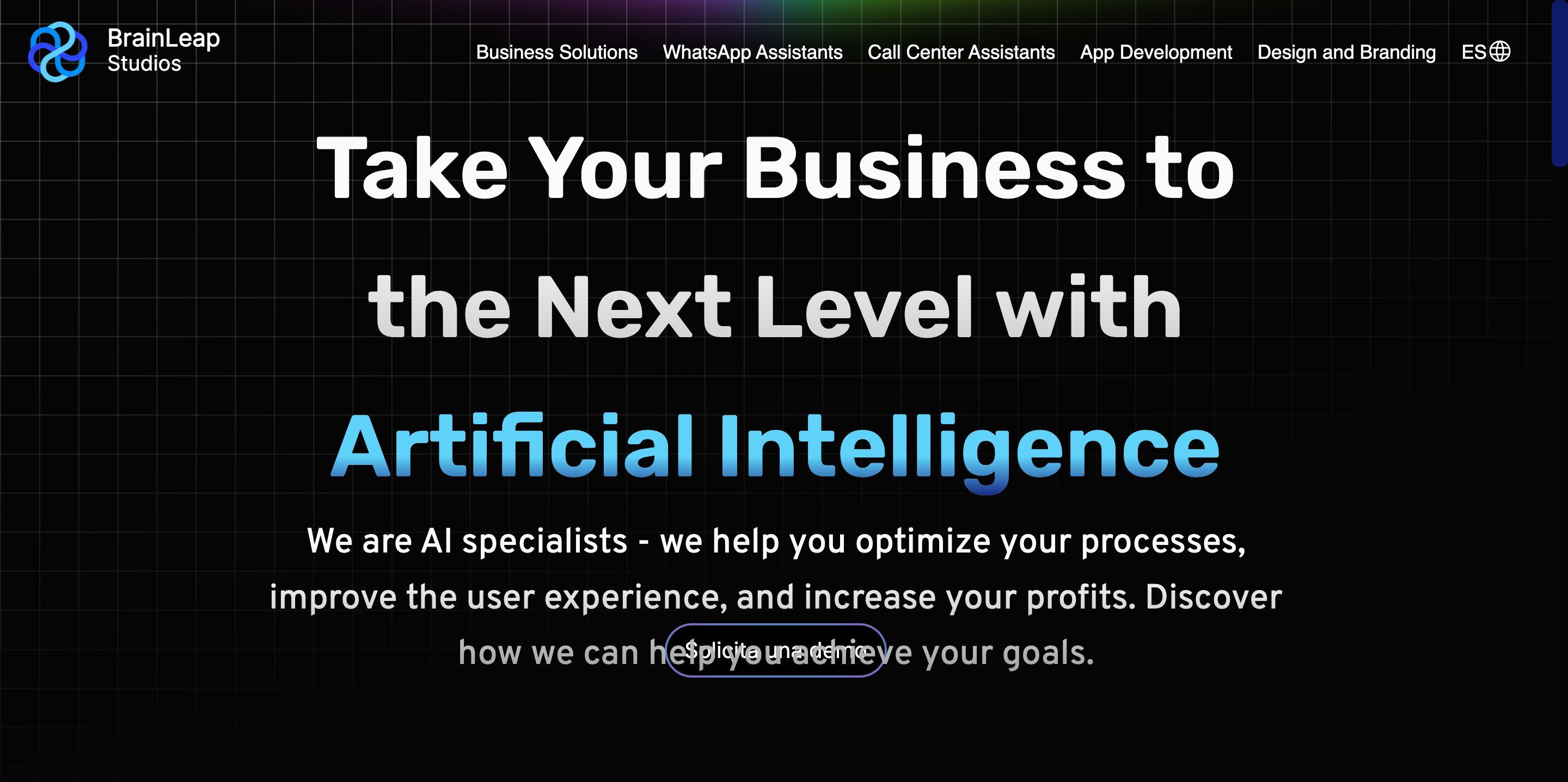 Portada del sitio web de BrainLeap Studios, agencia de IA y software