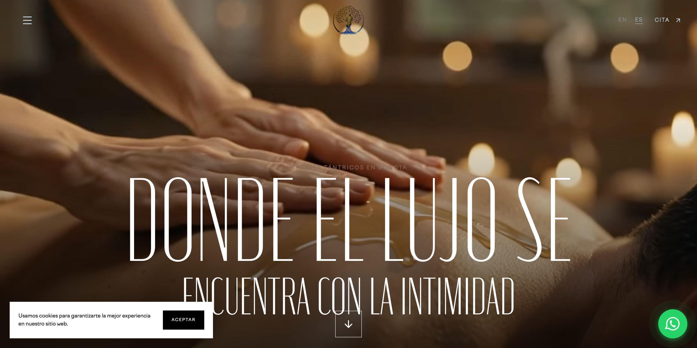 Portada del sitio web de Jardín del Edén Spa, spa de bienestar en Bogotá